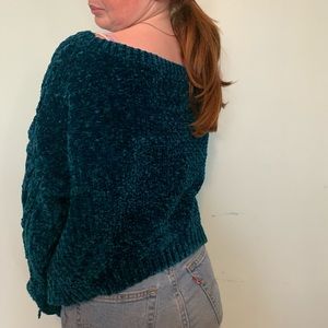 Off-shoulder cable knit sweater